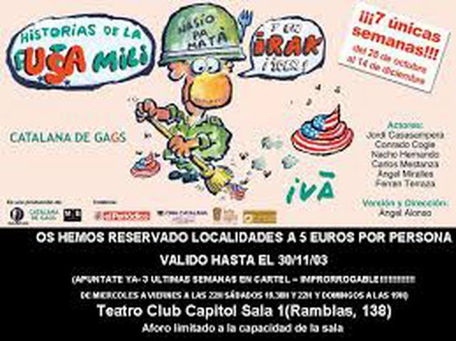 Cartel a color con una viñeta de Ivà de un recluta con casco de guerra y el lema ¡Y no Irak, plis!